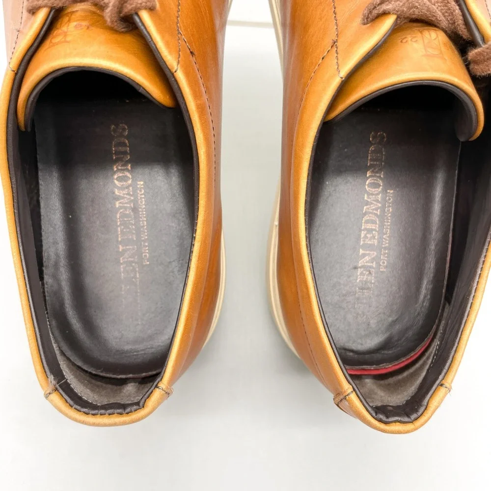 Allen Edmonds Canal Court Mens 12 E Tan Leather Sneakers Casual Office Preppy